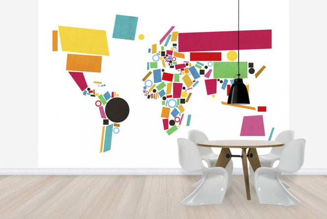 PHOTOWALL / Abstract World Map Squares 2 (e24206)