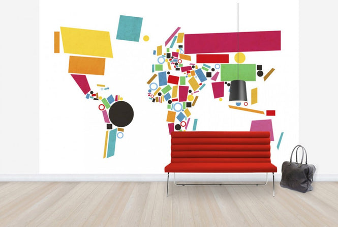 PHOTOWALL / Abstract World Map Squares 2 (e24206)