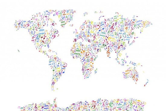 PHOTOWALL / Music Notes World Map Color (e24210)