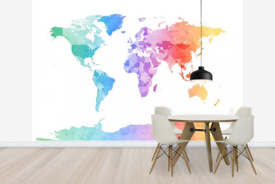 PHOTOWALL / Watercolour World Map Soft Colors (e24219)