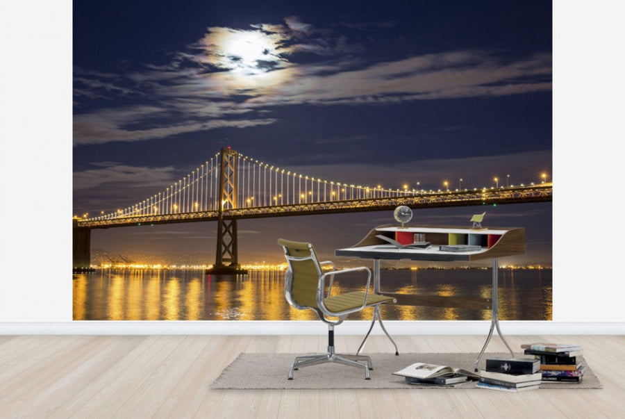 PHOTOWALL / Moonrise over Bay Bridge (e24344)