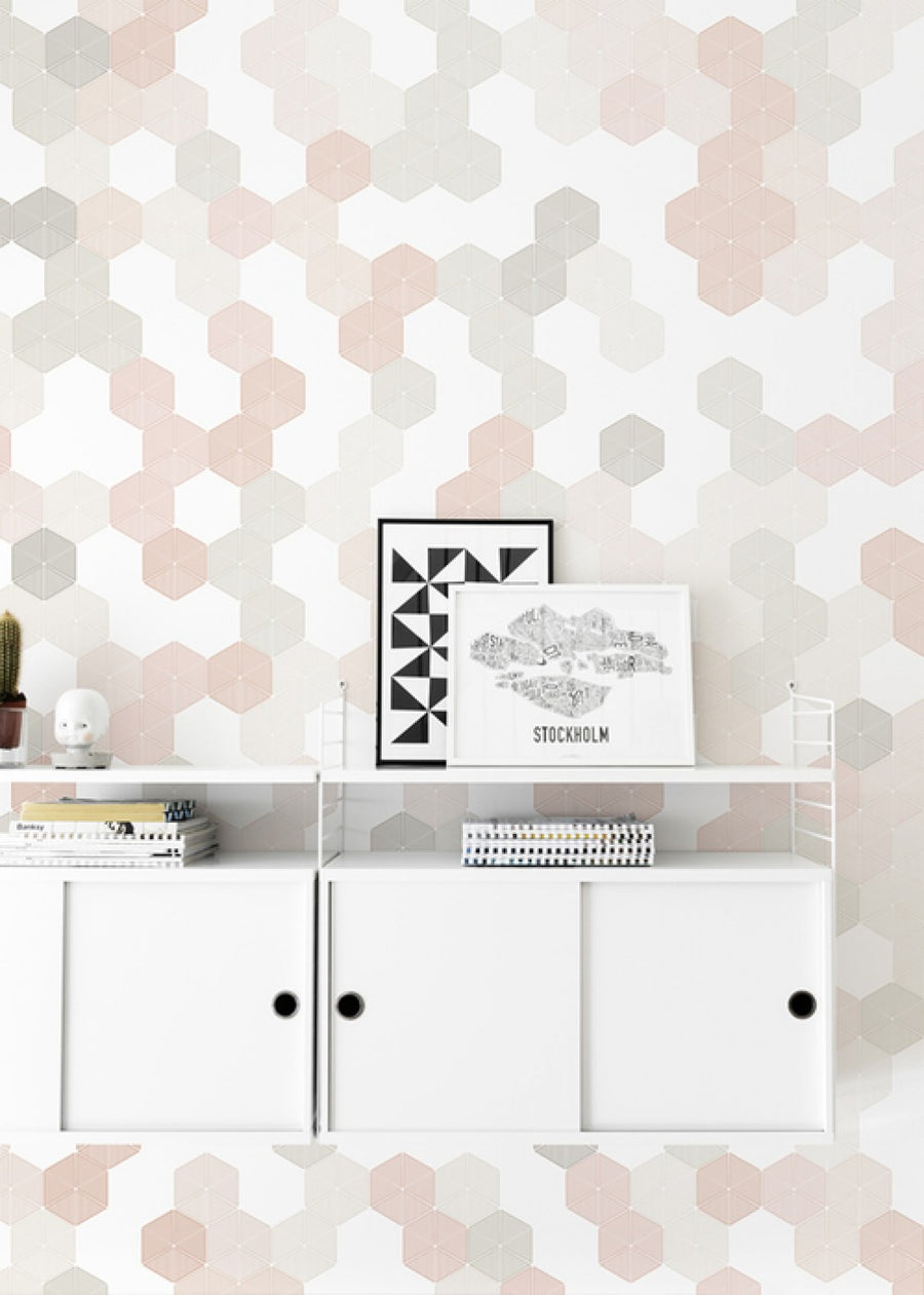 PHOTOWALL / Hexagon - Pink (e24471)