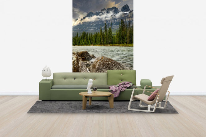 PHOTOWALL / Spring River under Mountain Range (e24669)