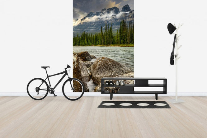 PHOTOWALL / Spring River under Mountain Range (e24669)