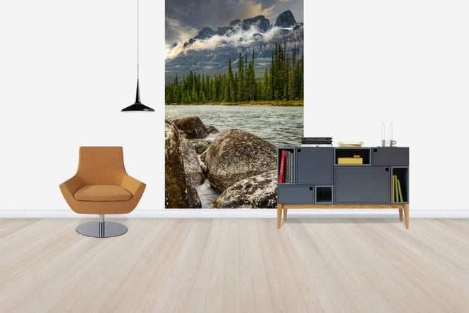 PHOTOWALL / Spring River under Mountain Range (e24669)