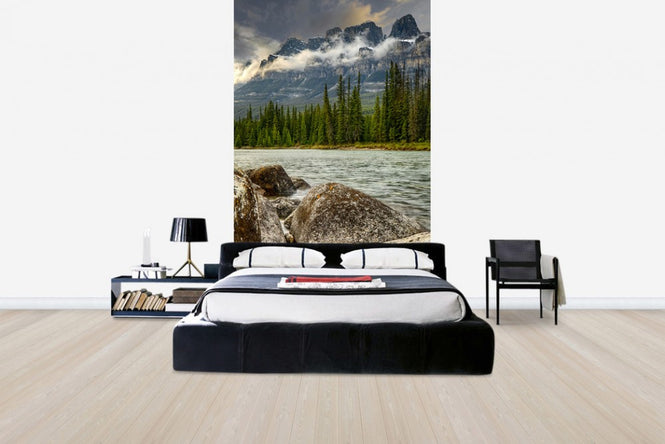 PHOTOWALL / Spring River under Mountain Range (e24669)