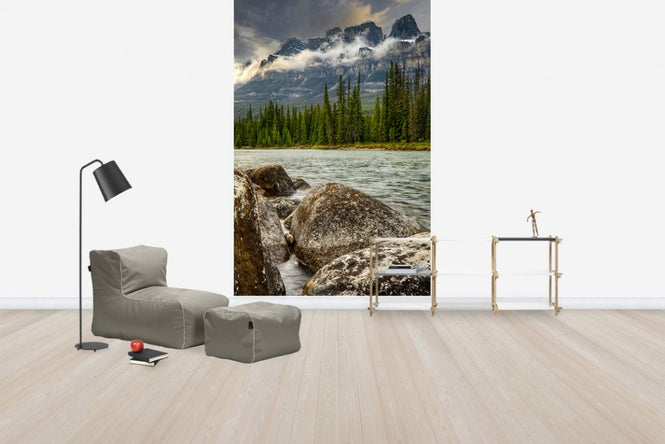 PHOTOWALL / Spring River under Mountain Range (e24669)