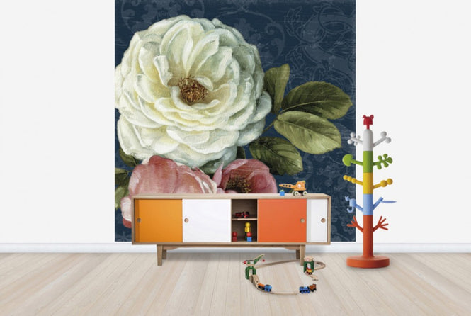PHOTOWALL / Floral Damask on Indigo (e24882)