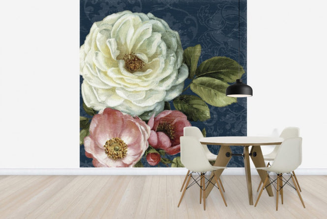 PHOTOWALL / Floral Damask on Indigo (e24882)