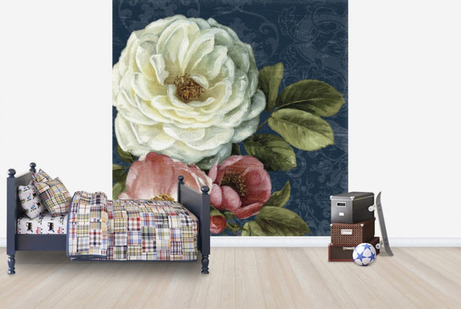 PHOTOWALL / Floral Damask on Indigo (e24882)