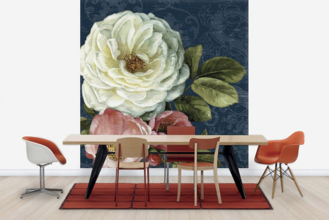 PHOTOWALL / Floral Damask on Indigo (e24882)