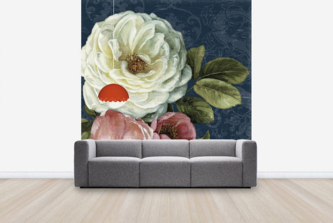 PHOTOWALL / Floral Damask on Indigo (e24882)