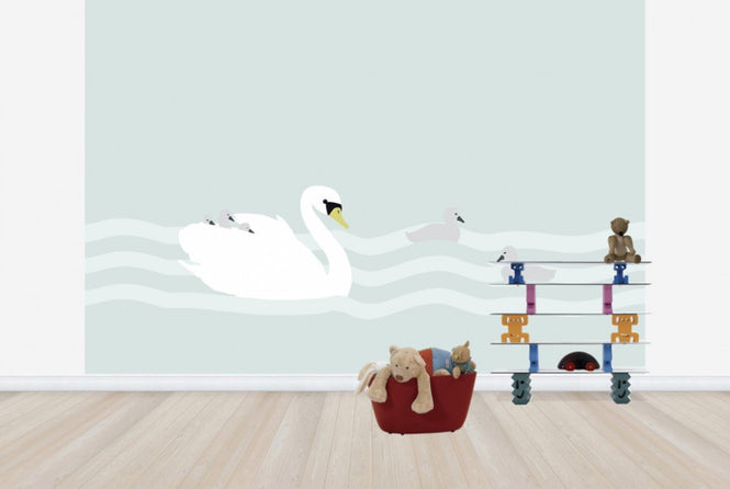 PHOTOWALL / Swan mom and bebe - Jade (e24988)