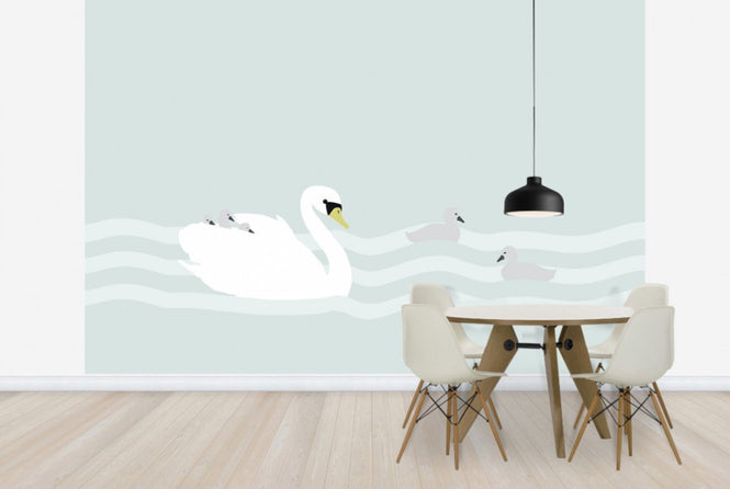 PHOTOWALL / Swan mom and bebe - Jade (e24988)