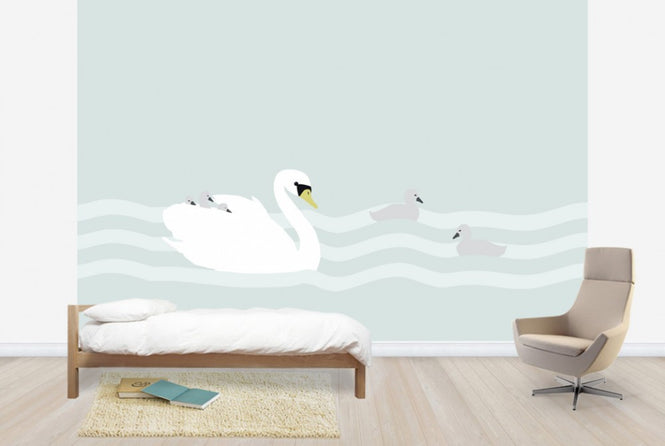 PHOTOWALL / Swan mom and bebe - Jade (e24988)