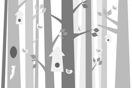 PHOTOWALL / Bird Forest - Grey (e40415)