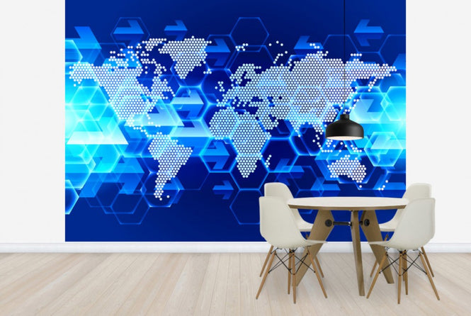 PHOTOWALL / Blue Light World Map (e25003)