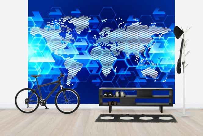 PHOTOWALL / Blue Light World Map (e25003)