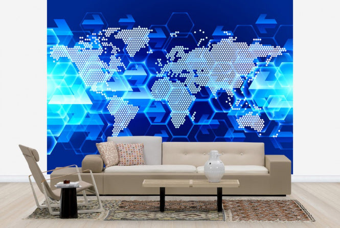 PHOTOWALL / Blue Light World Map (e25003)