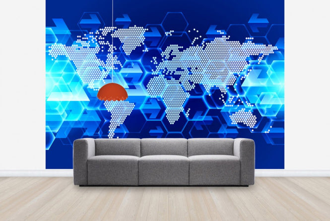 PHOTOWALL / Blue Light World Map (e25003)