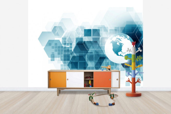 PHOTOWALL / Globe with Geometric Background (e25020)