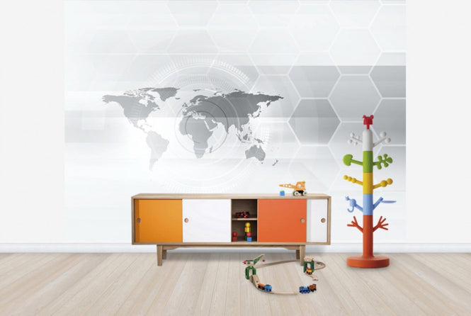 PHOTOWALL / Hexagon World Map (e25024)