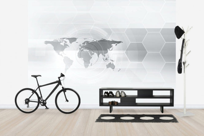 PHOTOWALL / Hexagon World Map (e25024)