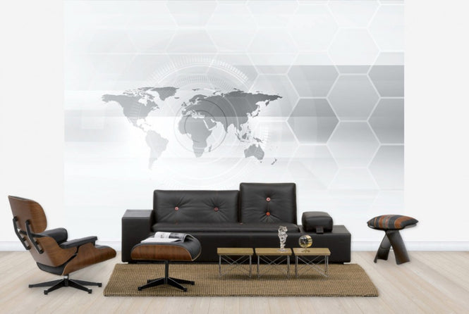 PHOTOWALL / Hexagon World Map (e25024)