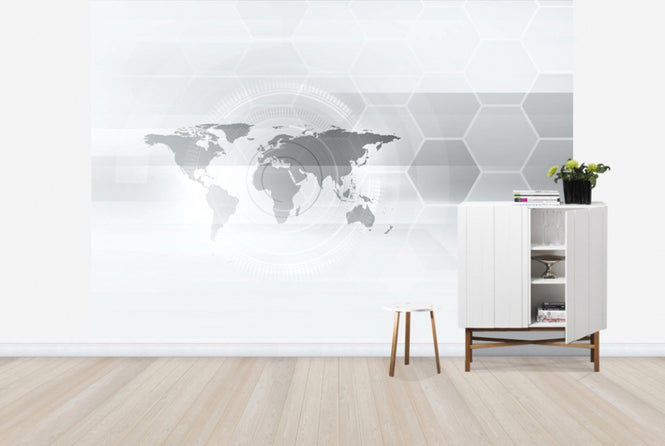 PHOTOWALL / Hexagon World Map (e25024)