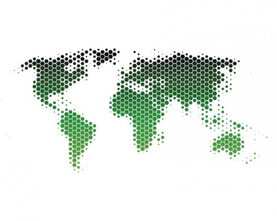 PHOTOWALL / World Map Metal Sheet - Green (e25055)