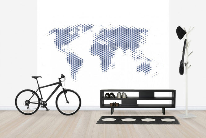 PHOTOWALL / World Map Metal Sheet- Steel (e25056)