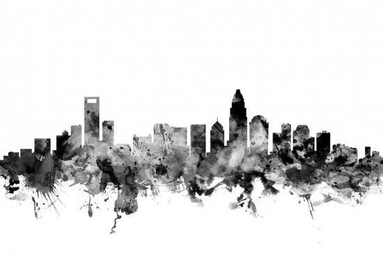 PHOTOWALL / Charlotte North Carolina Skyline Black (e25345)