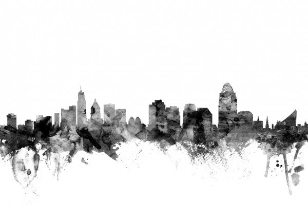 PHOTOWALL / Cincinnati Ohio Skyline Black (e25347)