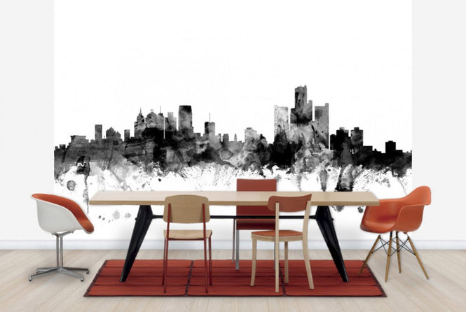 PHOTOWALL / Detroit Michigan Skyline Black (e25353)