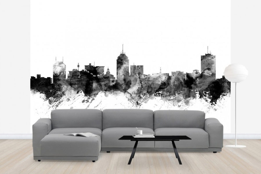 PHOTOWALL / Fresno California Skyline Black (e25362)