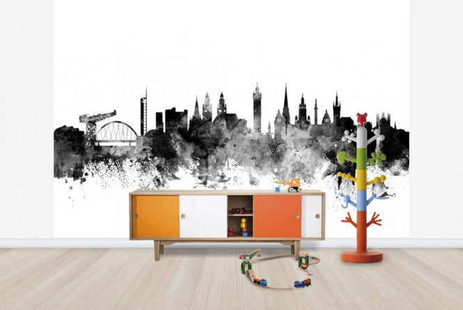 PHOTOWALL / Glasgow Scotland Skyline Black (e25363)