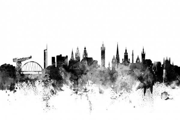 PHOTOWALL / Glasgow Scotland Skyline Black (e25363)