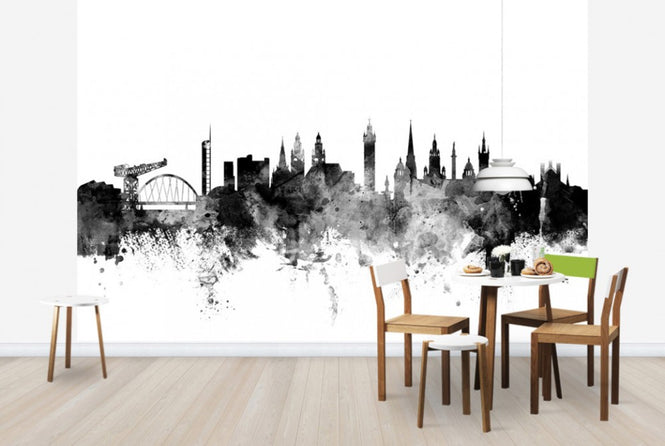 PHOTOWALL / Glasgow Scotland Skyline Black (e25363)