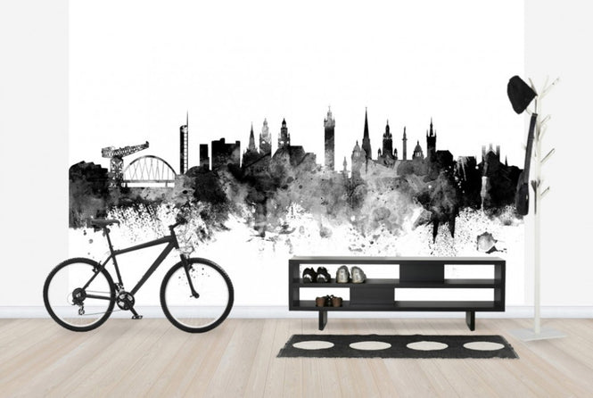 PHOTOWALL / Glasgow Scotland Skyline Black (e25363)