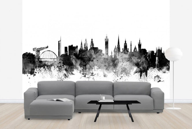 PHOTOWALL / Glasgow Scotland Skyline Black (e25363)