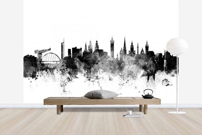 PHOTOWALL / Glasgow Scotland Skyline Black (e25363)