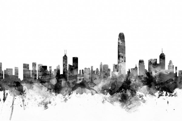 PHOTOWALL / Hong Kong Skyline Black (e25365)