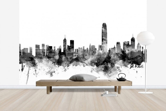PHOTOWALL / Hong Kong Skyline Black (e25365)