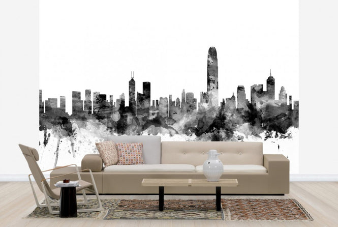 PHOTOWALL / Hong Kong Skyline Black (e25365)