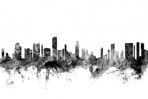 PHOTOWALL / Honolulu Hawaii Skyline Black (e25366)