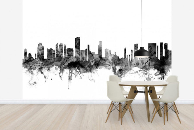 PHOTOWALL / Honolulu Hawaii Skyline Black (e25366)