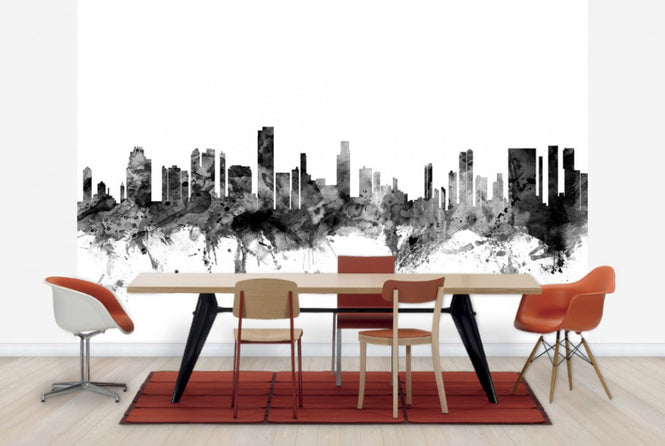 PHOTOWALL / Honolulu Hawaii Skyline Black (e25366)