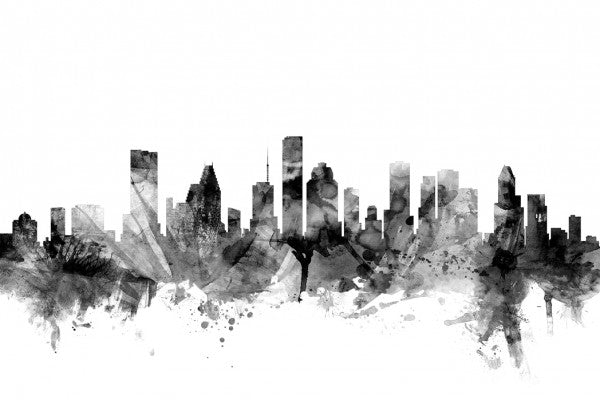 PHOTOWALL / Houston Texas Skyline Black (e25367)