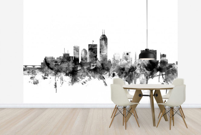 PHOTOWALL / Indianapolis Indiana Skyline Black (e25368)