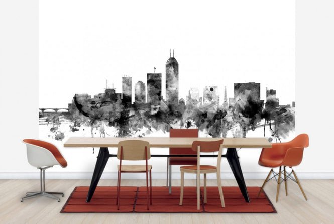 PHOTOWALL / Indianapolis Indiana Skyline Black (e25368)